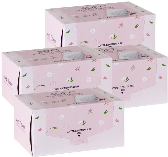 메디플라워 소프트 멀티 코튼 퍼프, 80매입, 4개