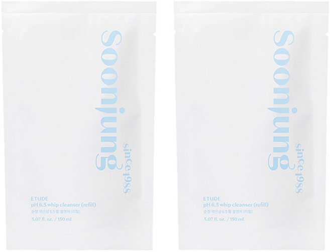 에뛰드 순정 약산성 6.5 휩 클렌저 리필, 150ml, 2개