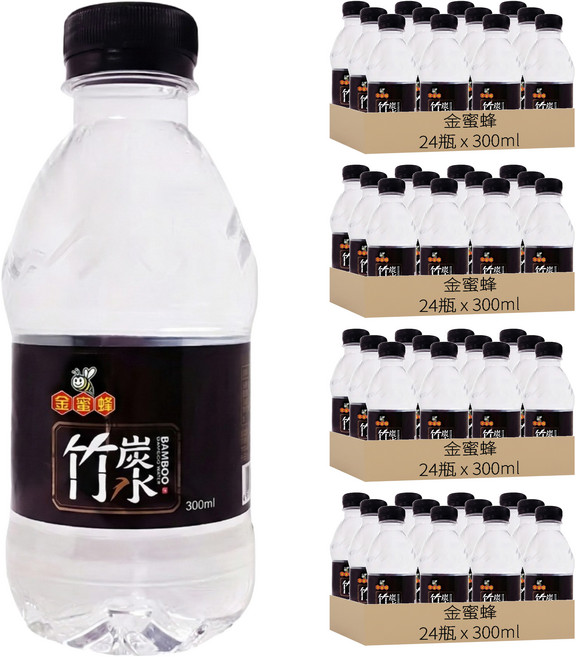 金蜜蜂 竹炭飲用水, 300ml, 96瓶