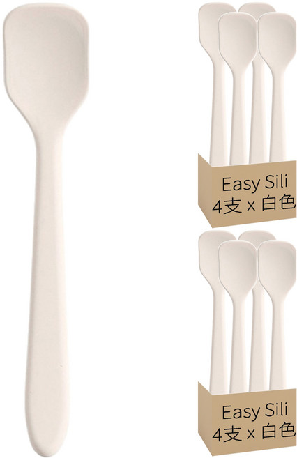 Easy Sili 矽膠嬰兒副食品優格湯匙, 8支, 白色