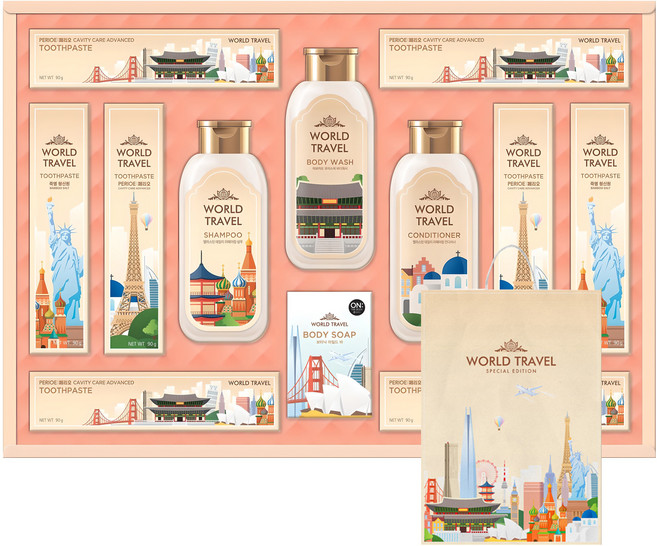 LG생활건강 월드트레블에디션 헤어바디케어 선물세트 + 쇼핑백, 1세트