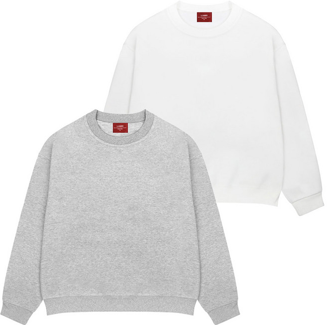 엘라모 남녀공용 베이직 특양면 맨투맨 2종 세트 빅사이즈