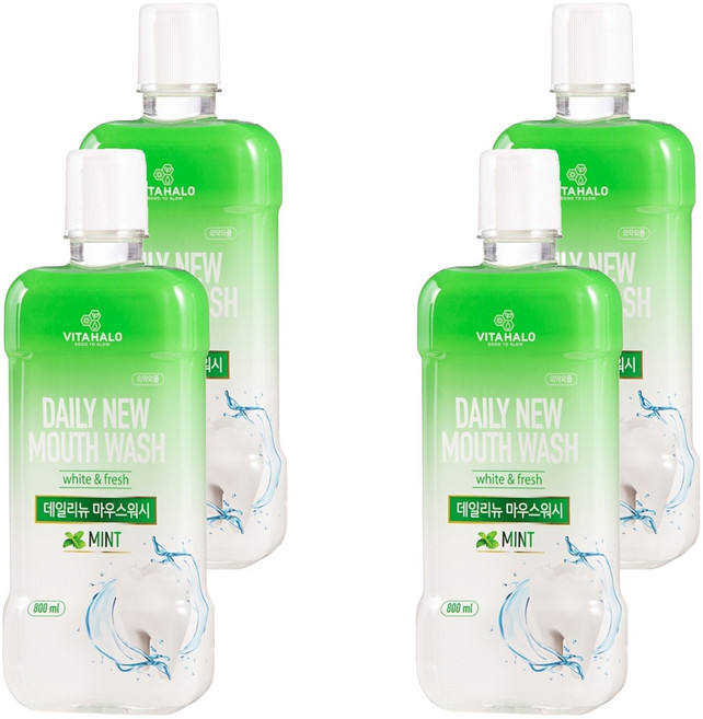 VITAHALO Daily New漱口水 薄荷香, 800ml, 4瓶