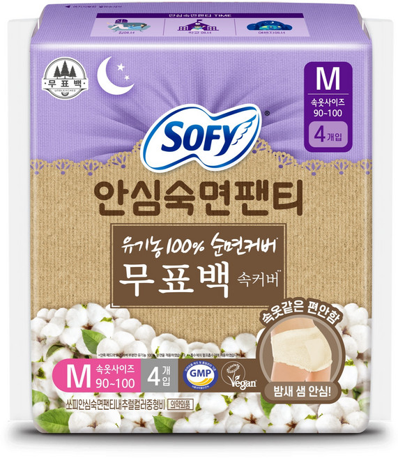 쏘피 안심숙면팬티 입는 오버나이트, 중형, 4개입, 1개