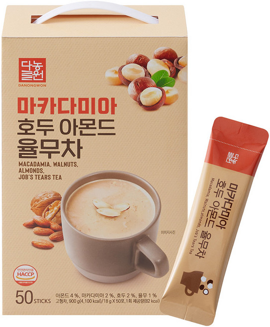 다농원 마카다미아 호두 아몬드 율무차, 18g, 1개, 50개입