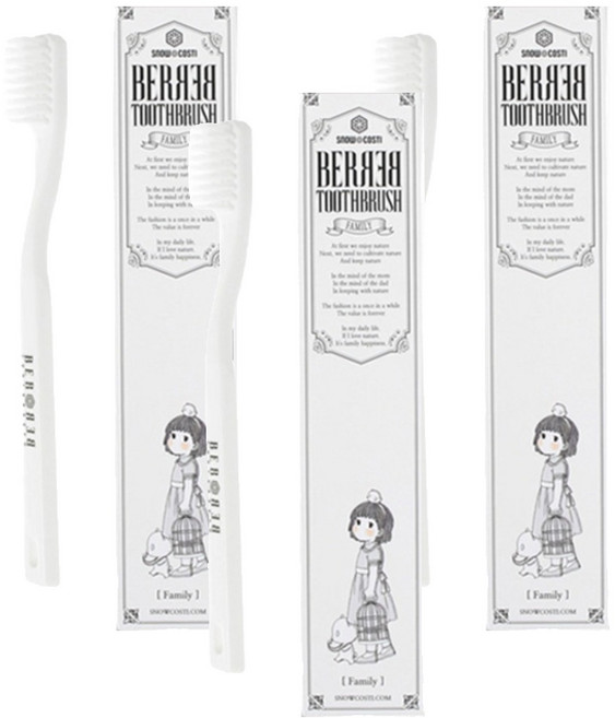 베르베르 패밀리칫솔 화이트, 3개, 1개입