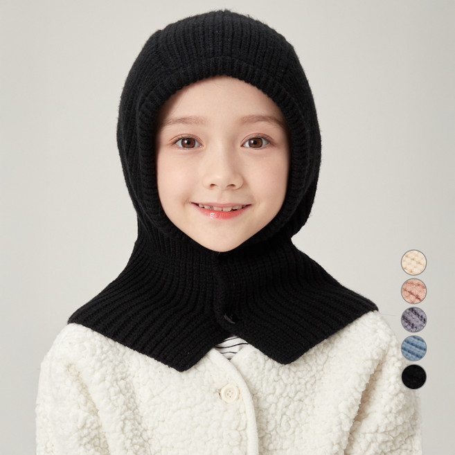 롤리트리 아동용 따뜻 바라클라바 버튼 넥워머