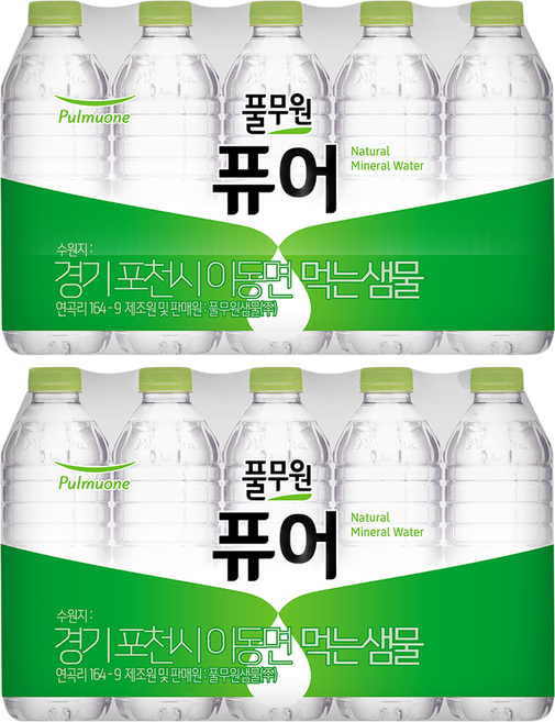 풀무원 퓨어 무라벨 생수, 500ml, 40개