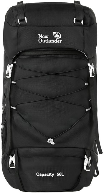 New Outlander 輕量化 Farrell 登山背包 50L (附防雨罩), 黑色