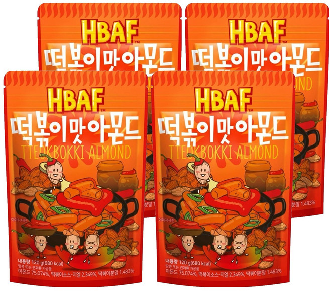 HBAF 杏仁果 辣炒年糕風味, 120g, 4包