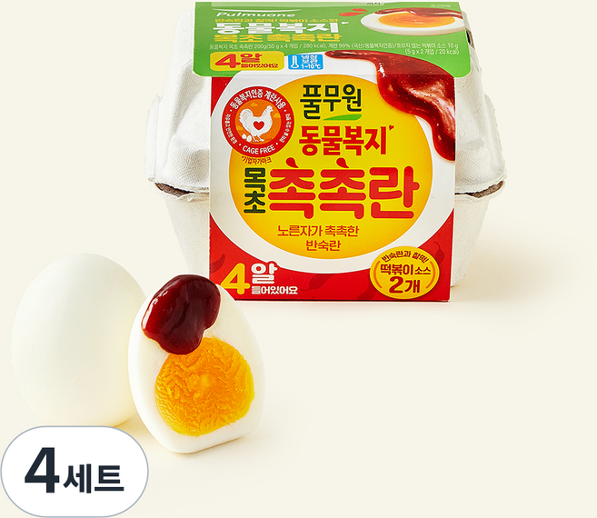 풀무원 동물복지 인증 목초 촉촉란 + 떡볶이 소스 2개입 세트 210g, 4구, 4세트