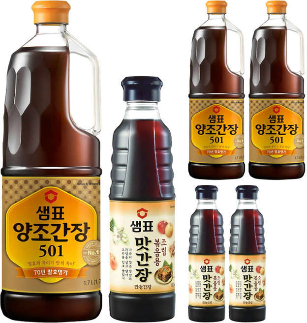 샘표 양조간장 501 1.7L + 맛간장 500ml 세트, 3세트