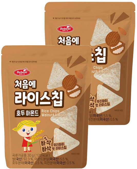 베베스트 처음에 라이스칩, 호두 아몬드, 2개, 30g
