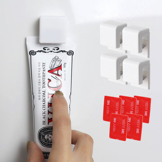 리빙홈디테일 무타공 클립형 치약걸이 HXC-007, 화이트, 5개