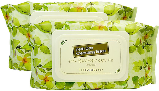 더페이스샵 허브데이 클렌징 티슈, 70매입, 2개
