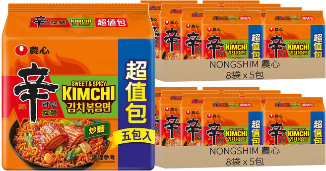 NONGSHIM 農心 辛辣白菜炒麵 超值包 137g, 80包