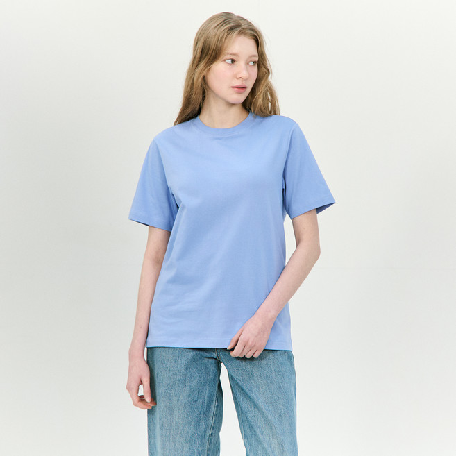 베이직하우스 남녀공용 면20수 레귤러핏 반팔 티셔츠 LATS0115