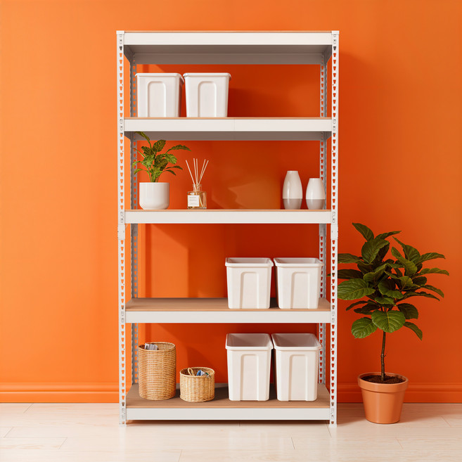 스피드랙 국내 제조 무볼트 조립식 철제 앵글 선반, 화이트, 5단