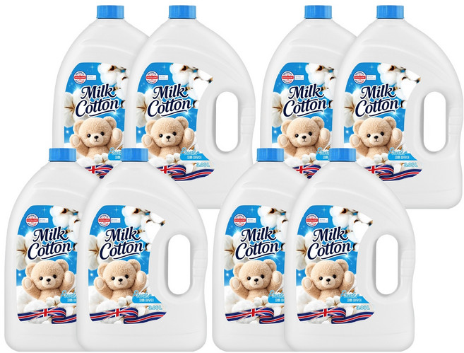 밀크코튼 섬유유연제 파우더 코튼 파우더향 본품, 3.06L, 8개