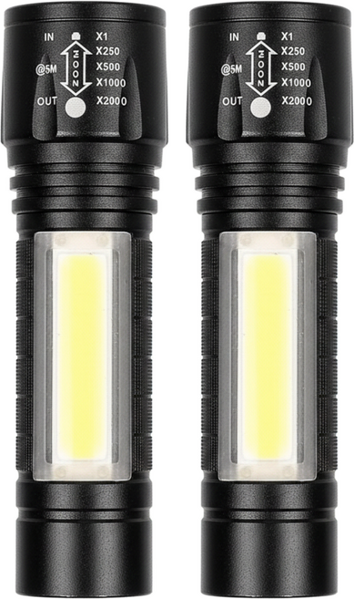 明沛 USB充電雙光源迷你手電筒 MP9331 42g, 黑色, 2個