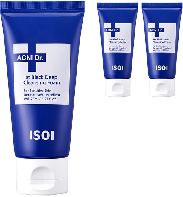 아이소이 아크니 닥터 퍼스트 블랙 딥 클렌징 폼, 75ml, 3개 - 쿠팡