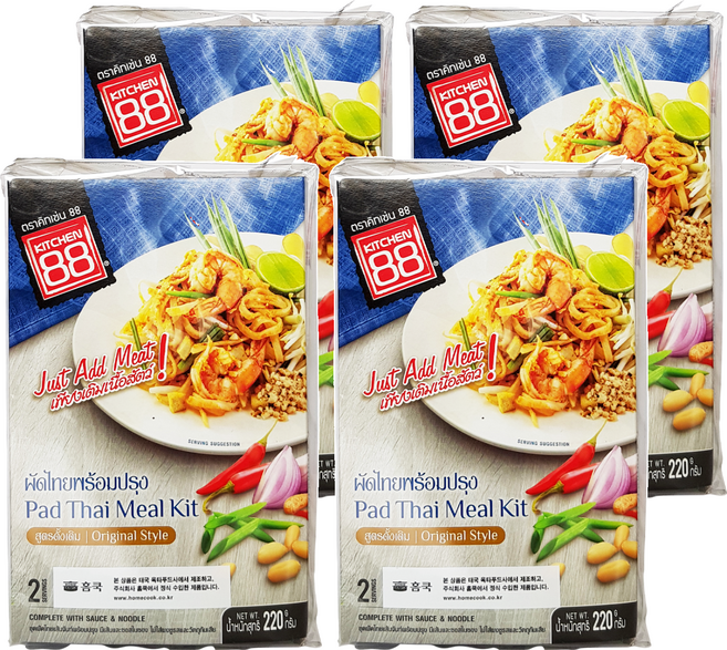 키친88 홈쿡 팟타이 볶음 쌀국수, 220g, 4개