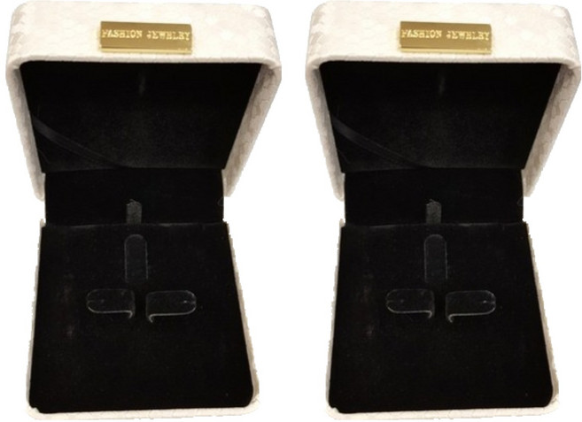 바미샵 벌꿀 세트 브라운 목걸이 귀걸이 반지 선물 케이스, 아이보리, 2개