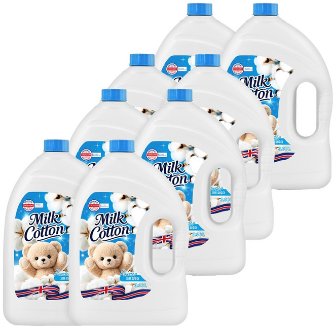 밀크코튼 섬유유연제 파우더 코튼 파우더향 본품, 3.06L, 8개