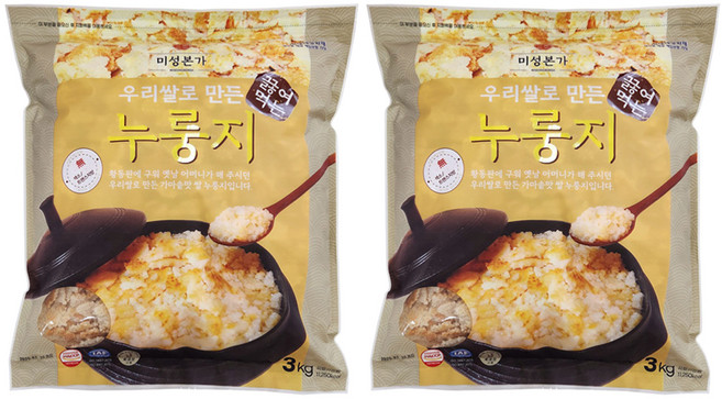 미성본가 우리쌀로 만든 끓여먹는 누룽지, 2개, 3kg