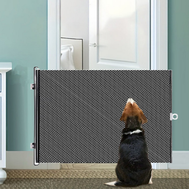 딩동펫 반려동물 현관문 다용도 PVC 슬라이드 가림막 안전문, 블랙, 1개