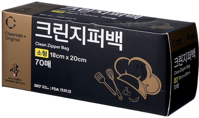 크린랩 식구 크린지퍼백 18 x 20 cm, 1개, 70개입, 소(S)
