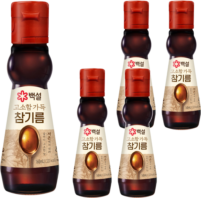 백설 고소함 가득 참기름, 160ml, 5개