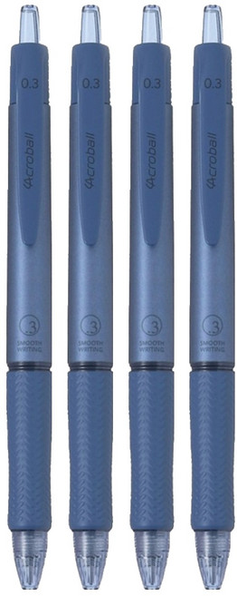 PILOT 百樂 Acroball T系列 輕油筆 時尚霧面光澤 0.3mm 經典輪胎紋筆握, 海軍藍, 4支