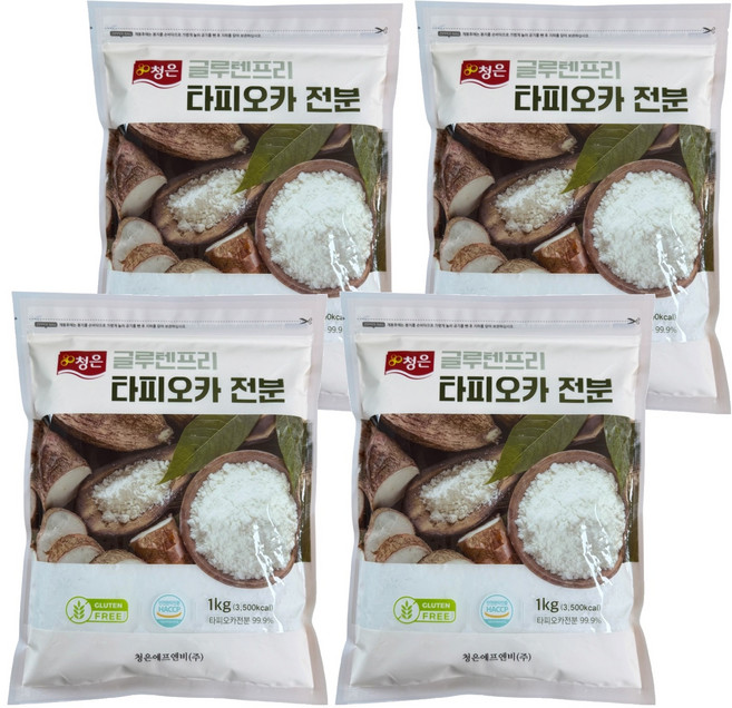 청은에프엔비 글루텐프리 타피오카 전분, 1kg, 4개
