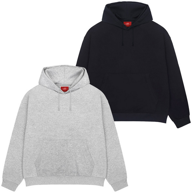 엘라모 남녀공용 베이직 특양면 후드티 2종 세트