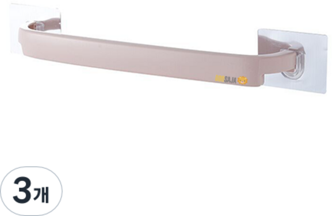 또사자 무타공 수건걸이 부착형, 핑크, 3개