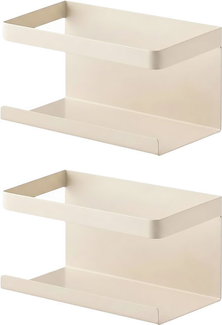 樂司廚品 小鐵磁吸置物架 奶茶系收納 暖心食尚 強力磁吸 免釘安裝, 米色, 2個