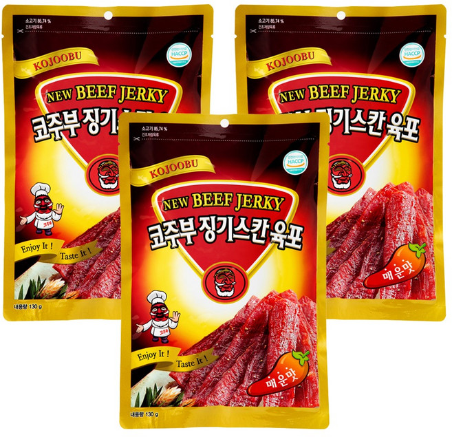 코주부 징기스칸 육포 매운맛, 130g, 3개