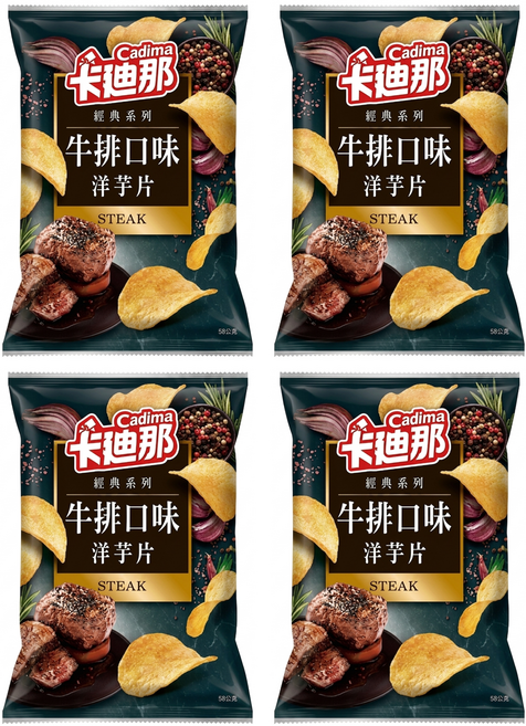 Cadina 卡迪那 洋芋片 牛排口味, 58g, 4包