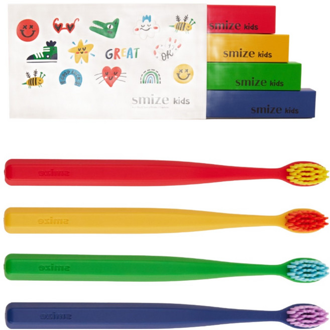 스마이즈 키즈 칫솔 4종 세트, 혼합색상, 4개입, 1세트