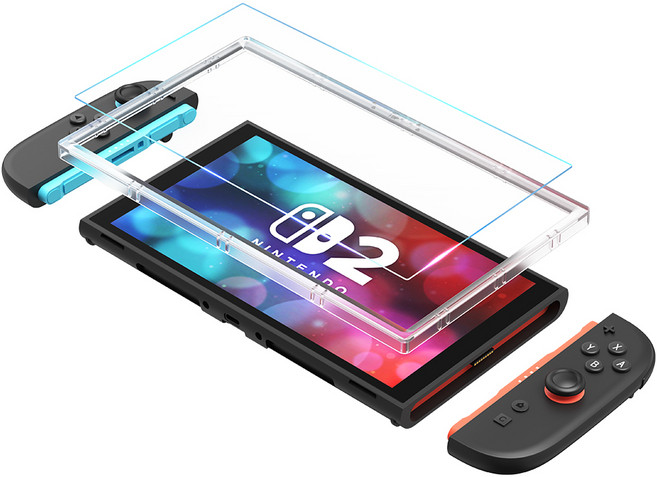 조이트론 닌텐도 스위치2 9H 강화유리 AR 저반사 고화질 지문방지 보호필름 + 가이드 + 클리너 세트, 투명, 1개, SW2-FILM07