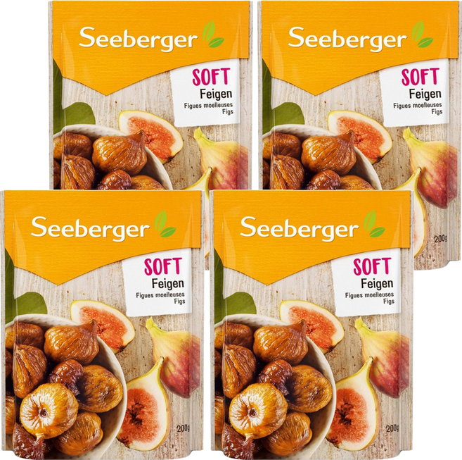 德國 Seeberger 軟無花果乾 德國原裝進口 天然日曬 無添加色素香料防腐劑, 200g, 4包
