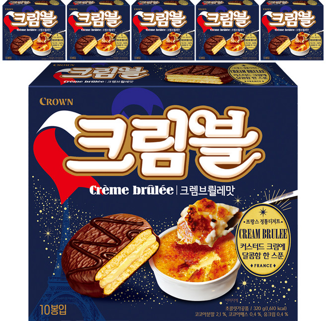 크라운 크렘브뢸레맛 초코 디저트, 320g, 6개