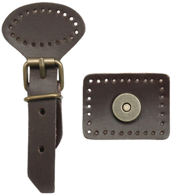 바이핸즈 청동 가죽 가방 잠금 사시꼬미 2종 세트, 브라운, 1세트