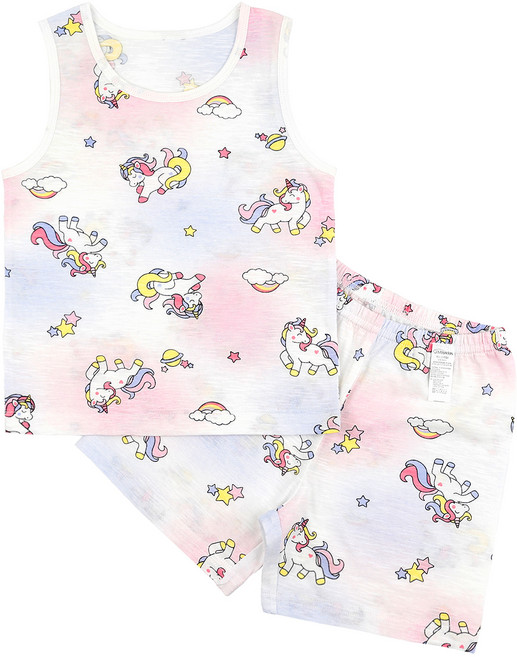 메이키즈 컬러유니콘 민소매 슬럽 내의 상하의 세트