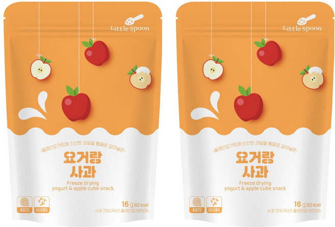 리틀스푼 요거랑 동결건조 요거트 큐브 스낵, 사과, 16g, 2개
