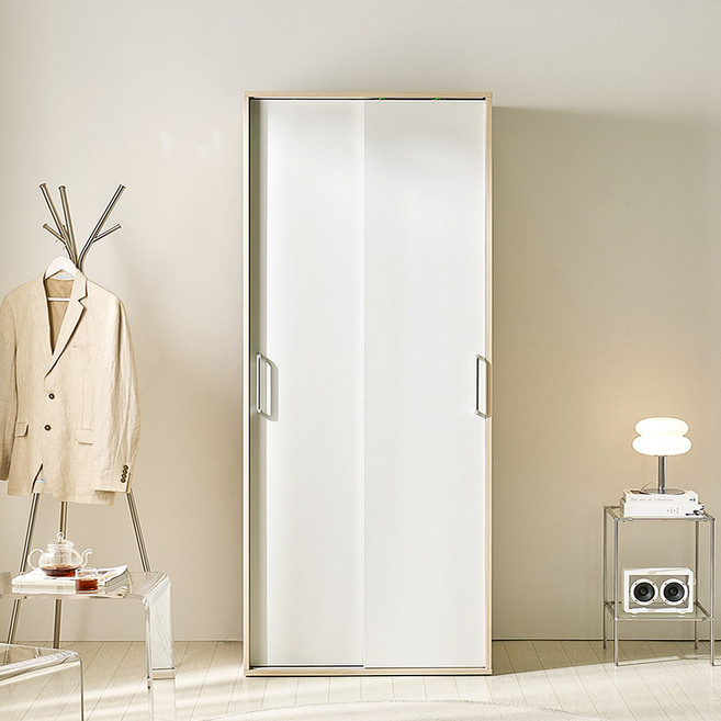 스칸디무드 국내제조 프렌체 키큰 슬라이딩 옷장 800 방문설치, 오크화이트