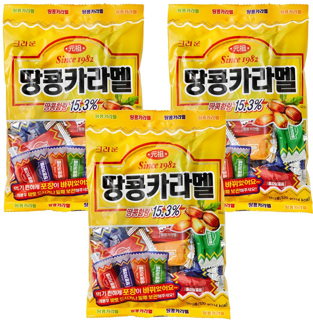 크라운 땅콩 카라멜, 120g, 3개