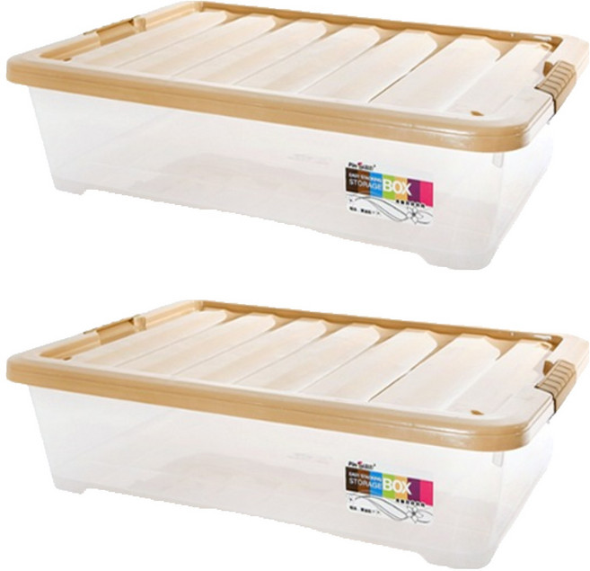 블럭마트 언더베드 플라스틱 리빙박스 20L, 브라운, 2개