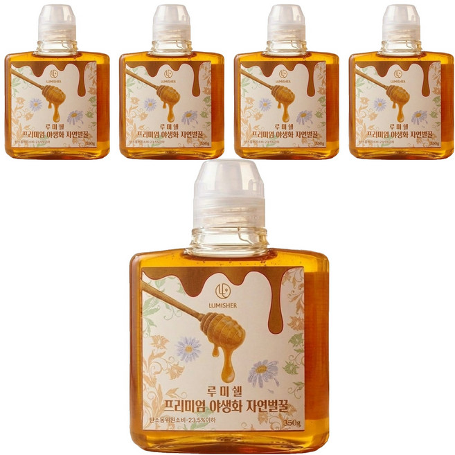 Lumishell 頂級野生花天然蜂蜜, 350g, 5個